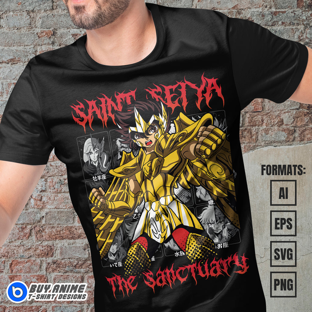Premium Saint Seiya Anime Vector T-shirt Design Template #4
