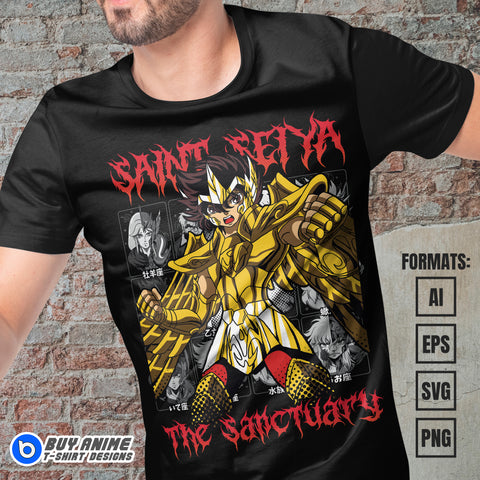 Premium Saint Seiya Anime Vector T-shirt Design Template #4