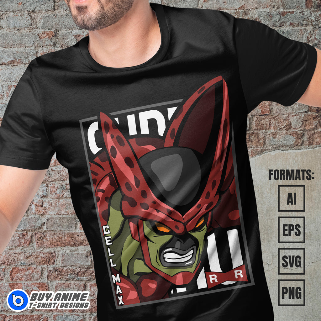 Premium Cell Max Dragon Ball Anime Vector T-shirt Design Template