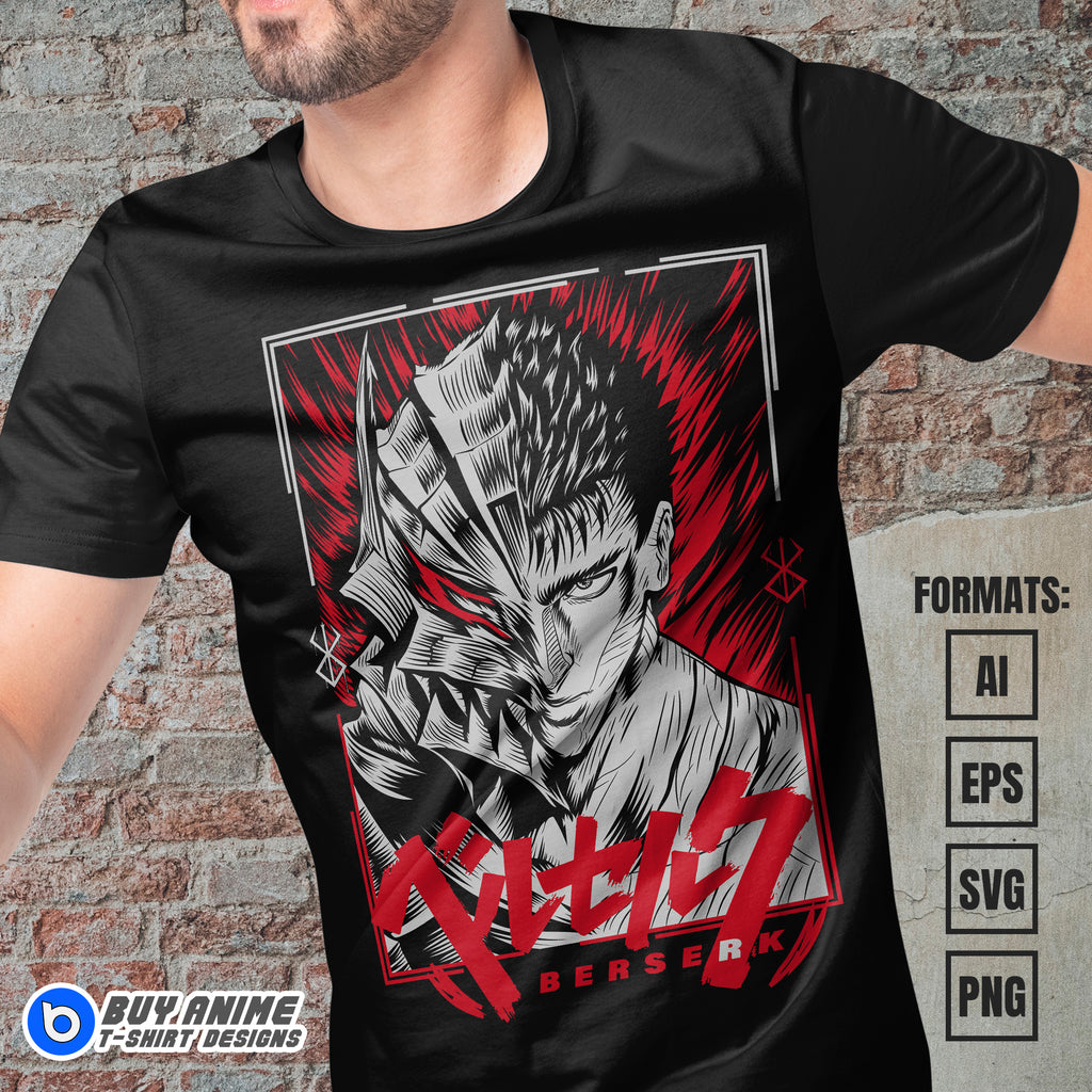 Premium Guts Berserk Anime Vector T-shirt Design Template #3