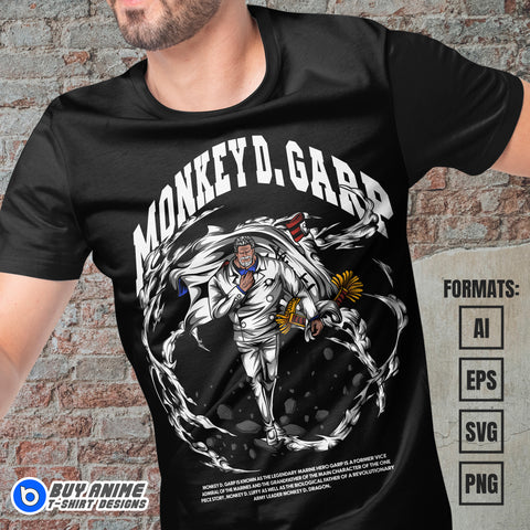 Premium Monkey D Garp One Piece Anime Vector T-shirt Design Template