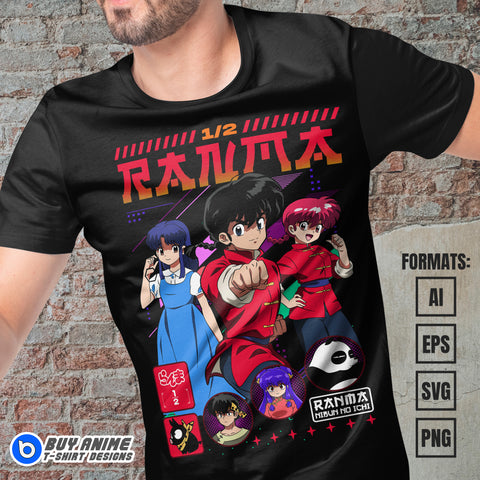 Premium Ranma 1/2 Anime Vector T-shirt Design Template #8