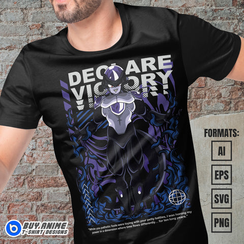 Premium Black Frieza Dragon Ball Anime Vector T-shirt Design Template
