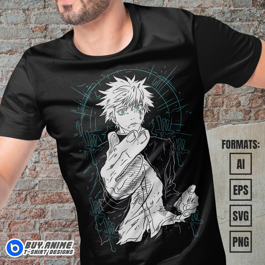 Premium Satoru Gojo Jujutsu Kaisen Anime Vector T-shirt Design Template #24