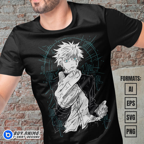 Premium Satoru Gojo Jujutsu Kaisen Anime Vector T-shirt Design Template #24