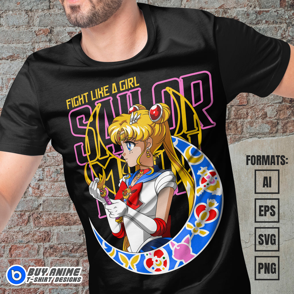 Premium Sailor Moon Anime Vector T-shirt Design Template #11