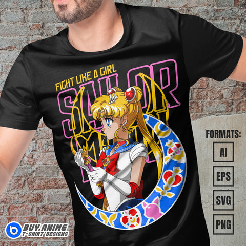 Premium Sailor Moon Anime Vector T-shirt Design Template #11