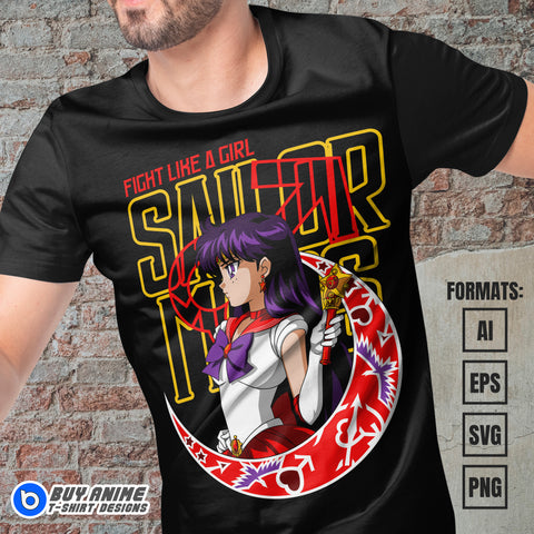 Premium Sailor Mars Sailor Moon Anime Vector T-shirt Design Template