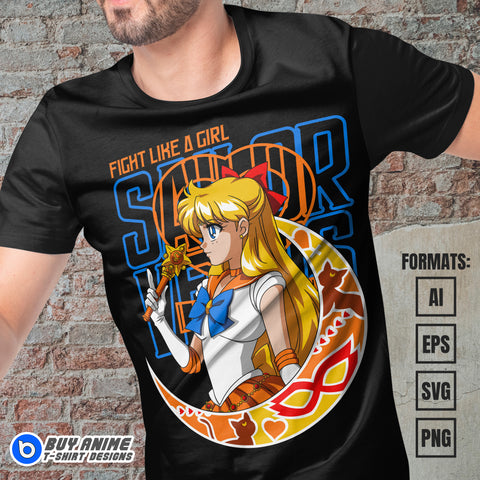 Premium Sailor Venus Sailor Moon Anime Vector T-shirt Design Template