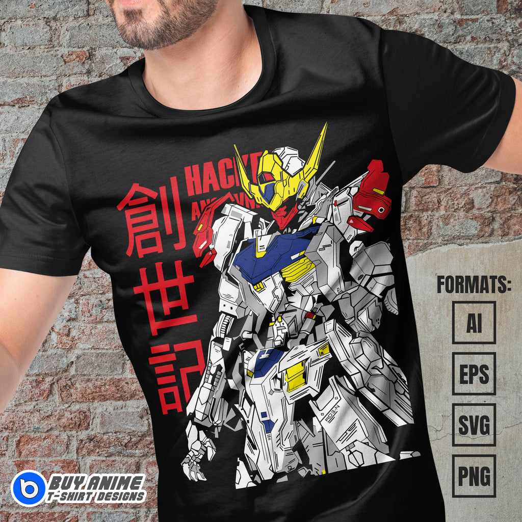 Premium Gundam Anime Vector T-shirt Design Template