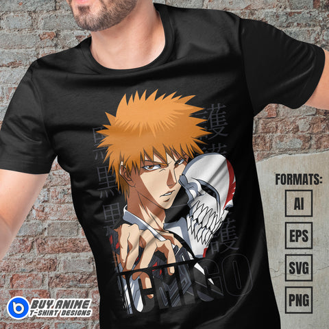 Premium Ichigo Kurosaki Bleach Anime Vector T-shirt Design Template #21