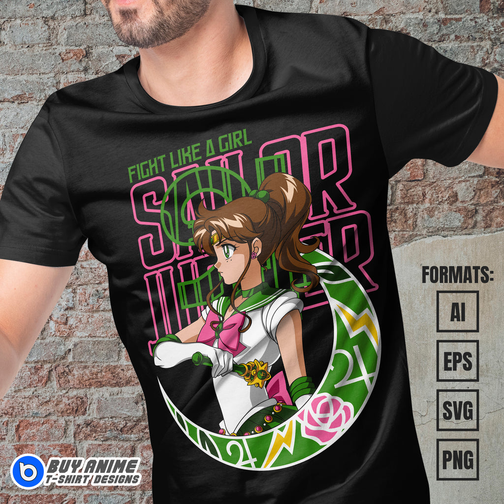 Premium Sailor Jupiter Sailor Moon Anime Vector T-shirt Design Template