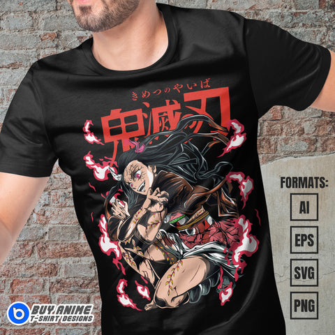 Premium Nezuko Kamado Demon Slayer Anime Vector T-shirt Design Template #16
