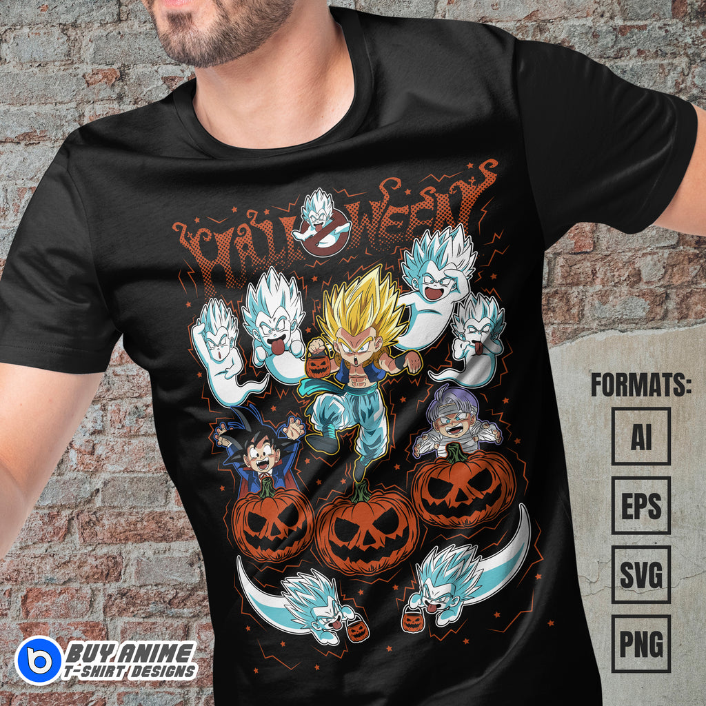 Premium Dragon Ball x Halloween Anime Vector T-shirt Design Template