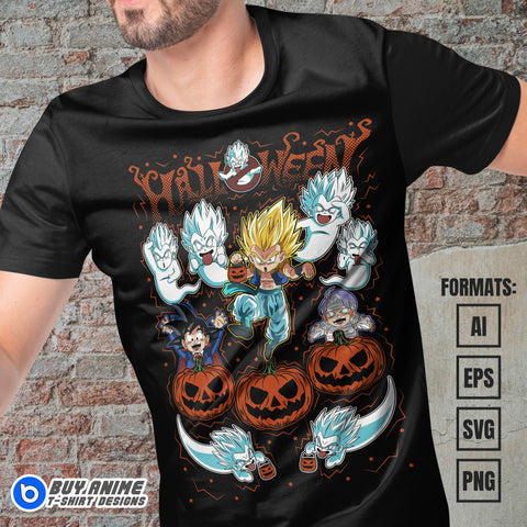 Premium Dragon Ball x Halloween Anime Vector T-shirt Design Template