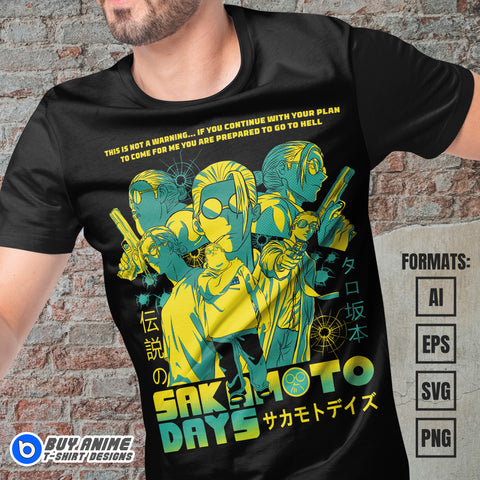 Premium Sakamoto Days Anime Vector T-shirt Design Template #4