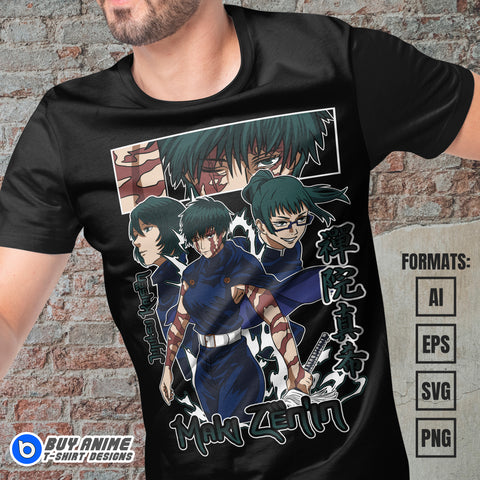 Premium Maki Zenin Jujutsu Kaisen Anime Vector T-shirt Design Template