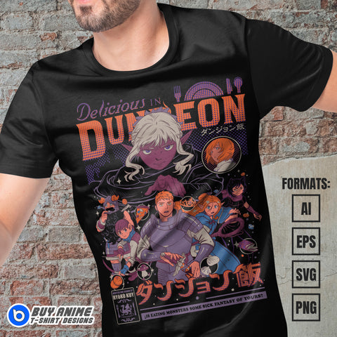 Premium Delicious In Dungeon Anime Vector T-shirt Design Template #2