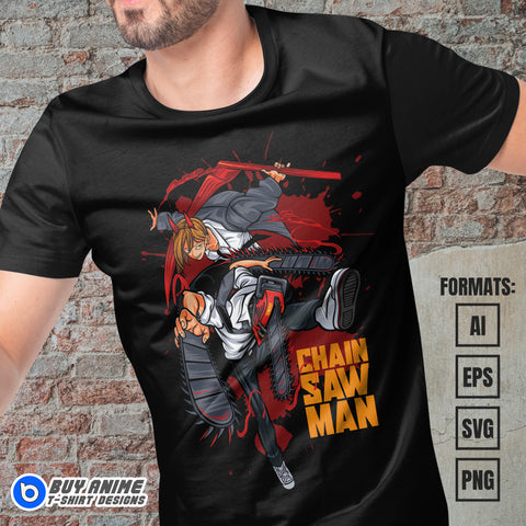 Premium Chainsaw Man Anime Vector T-shirt Design Template #5