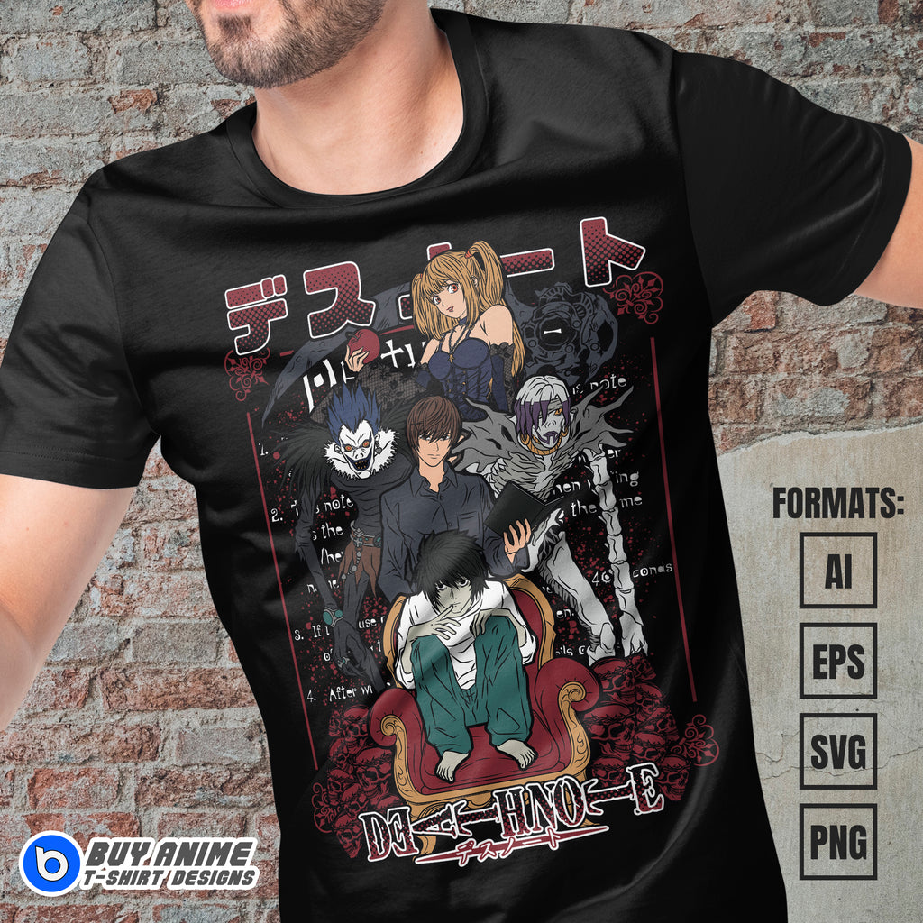 Premium Death Note Anime Vector T-shirt Design Template #2
