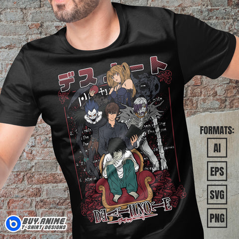 Premium Death Note Anime Vector T-shirt Design Template #2