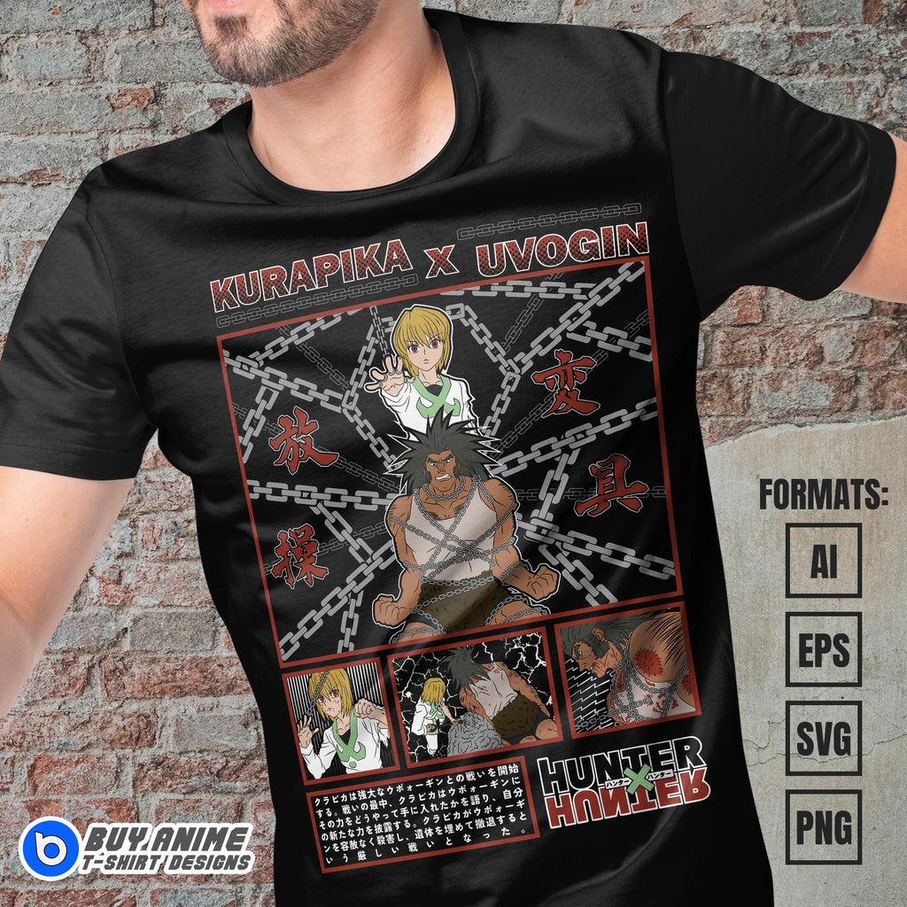 Premium Kurapika x Uvogin x Hunter Anime Vector T-shirt Design Template
