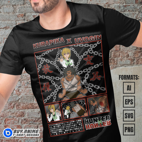 Premium Kurapika x Uvogin x Hunter Anime Vector T-shirt Design Template