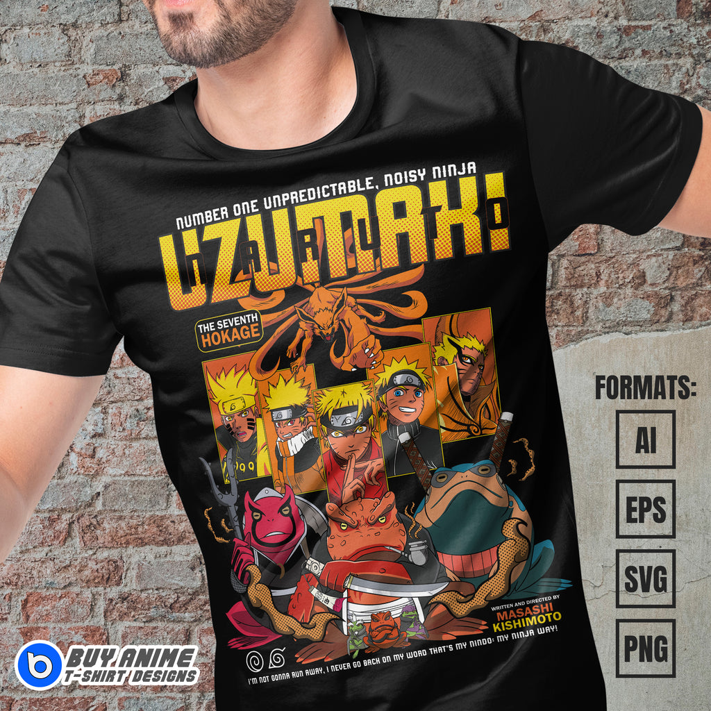 Premium Naruto Uzumaki Anime Vector T-shirt Design Template #20