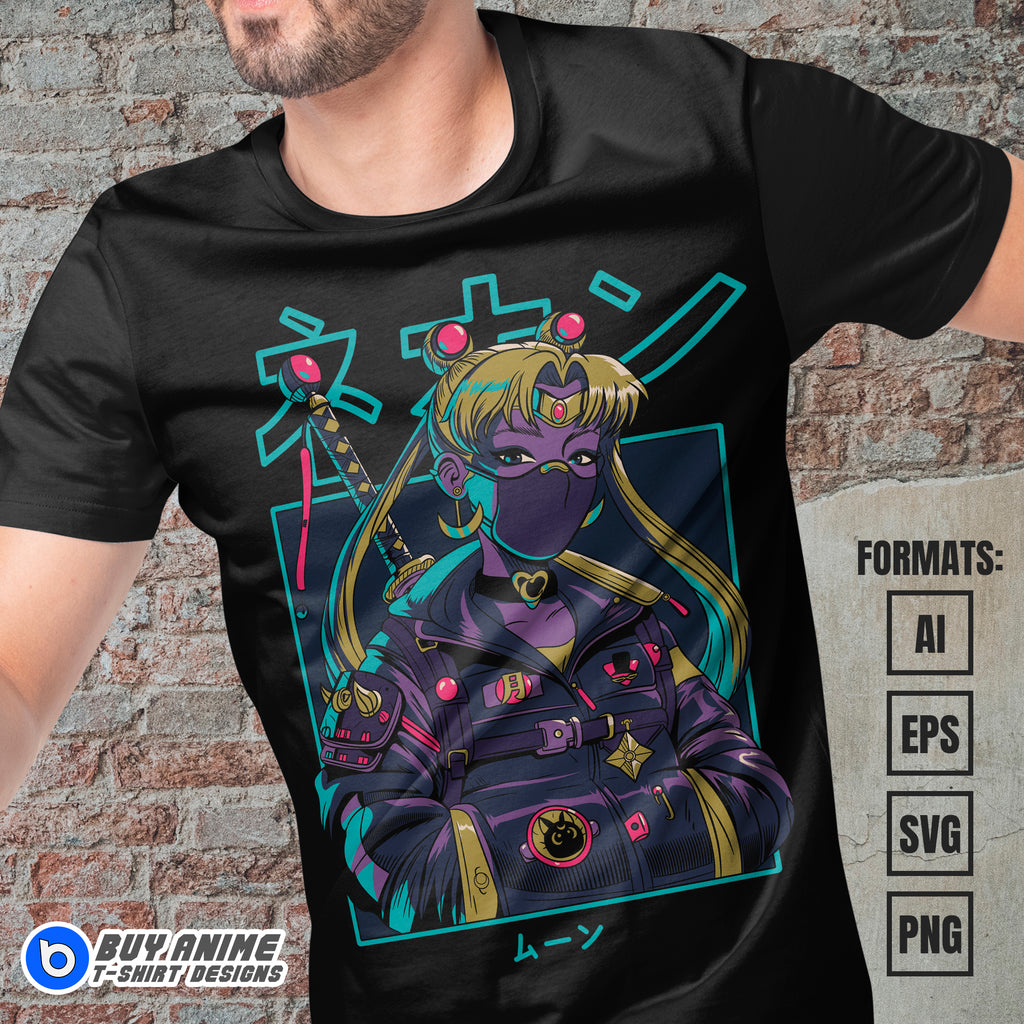 Premium Sailor Moon Anime Vector T-shirt Design Template #13