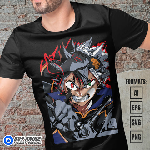 Premium Asta Black Clover Anime Vector T-shirt Design Template #3