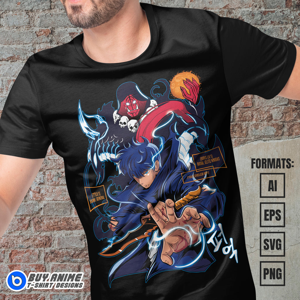 Premium Solo Leveling Anime Vector T-shirt Design Template #6
