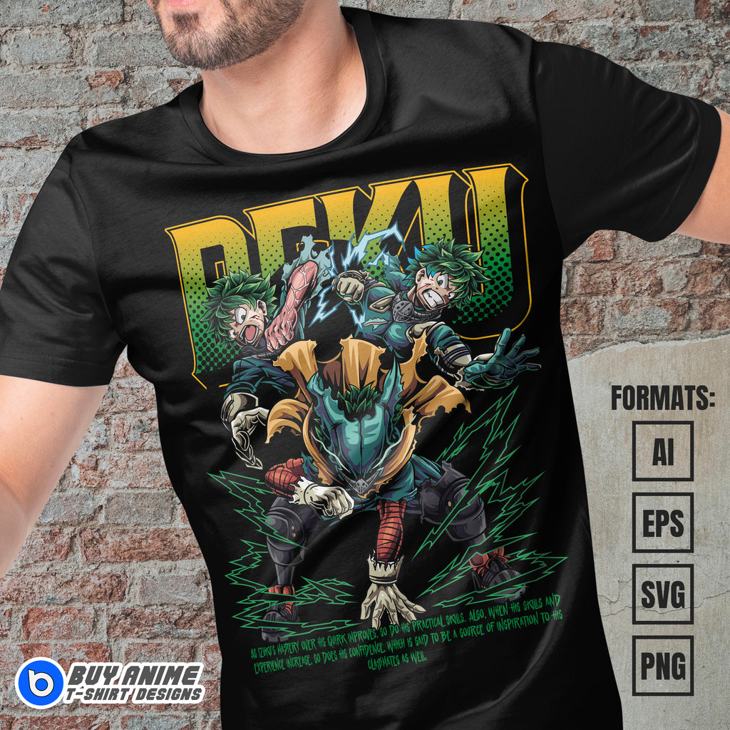 Premium Midoriya Izuku My Hero Academia Anime Vector T-shirt Design Template #15