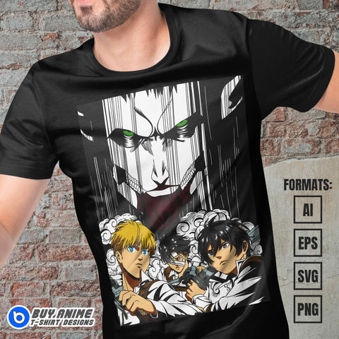 Premium Attack on Titan Anime Vector T-shirt Design Template #3
