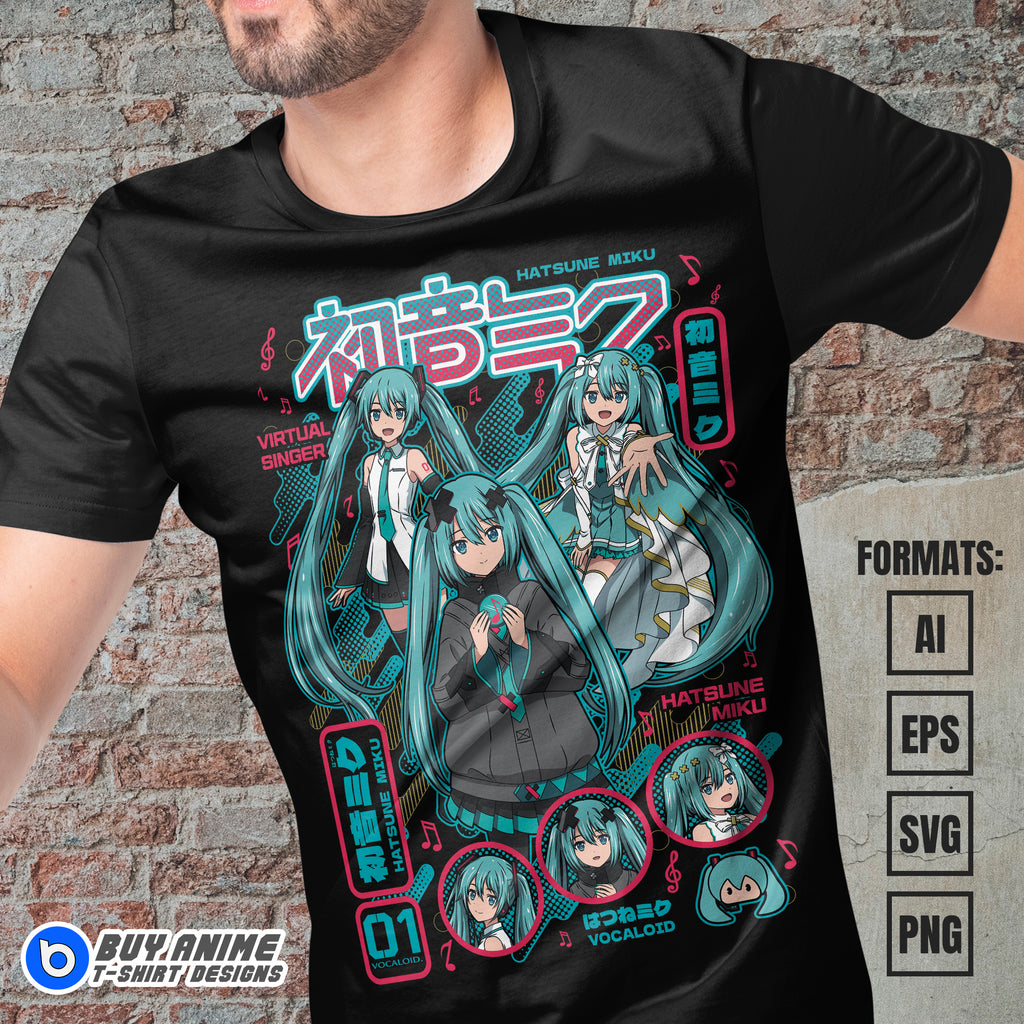 Premium Hatsune Miku Anime Vector T-shirt Design Template #2