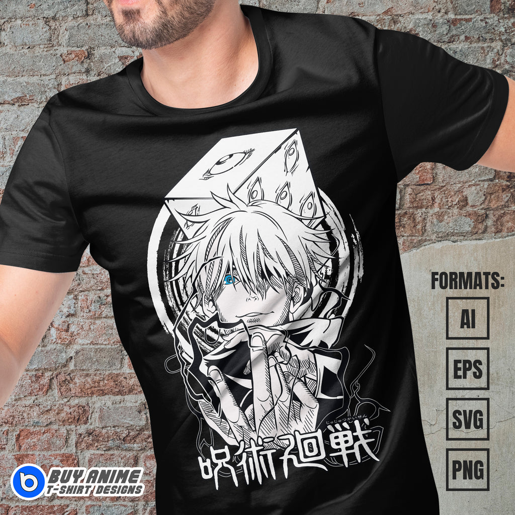 Premium Satoru Gojo Jujutsu Kaisen Anime Vector T-shirt Design Template #25