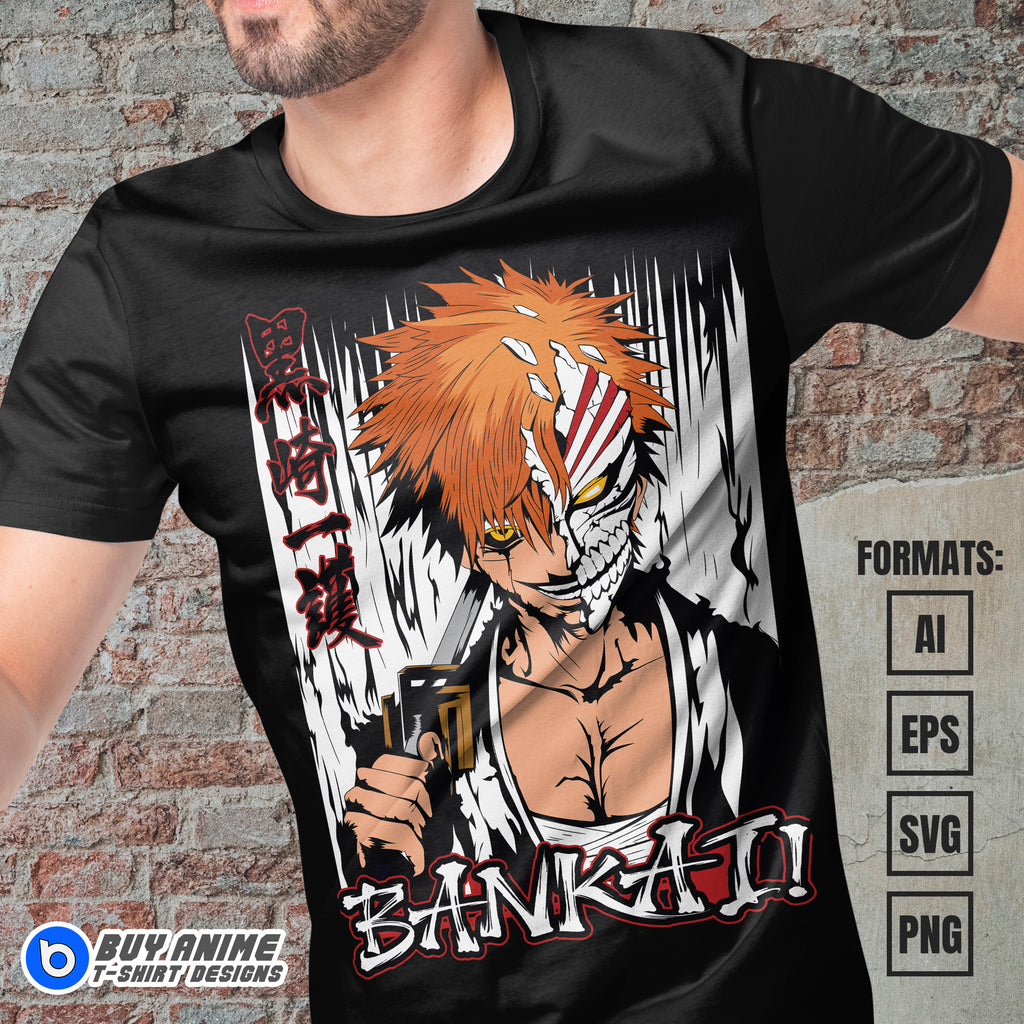 Premium Ichigo Kurosaki Bleach Anime Vector T-shirt Design Template #22
