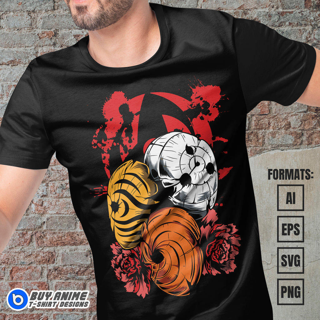 Premium Obito Uchiha Naruto Anime Vector T-shirt Design Template #8