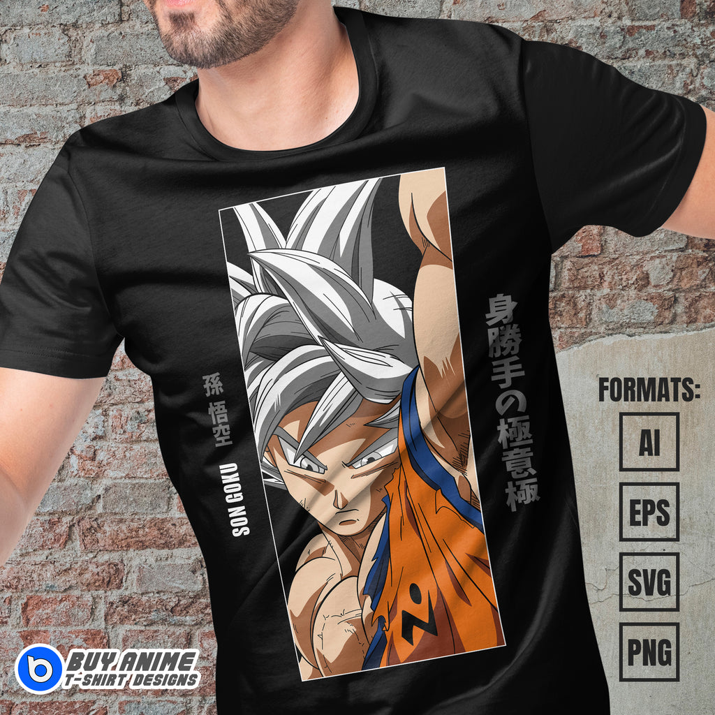 Premium Goku Ultra Instinct Dragon Ball Anime Vector T-shirt Design Template #9