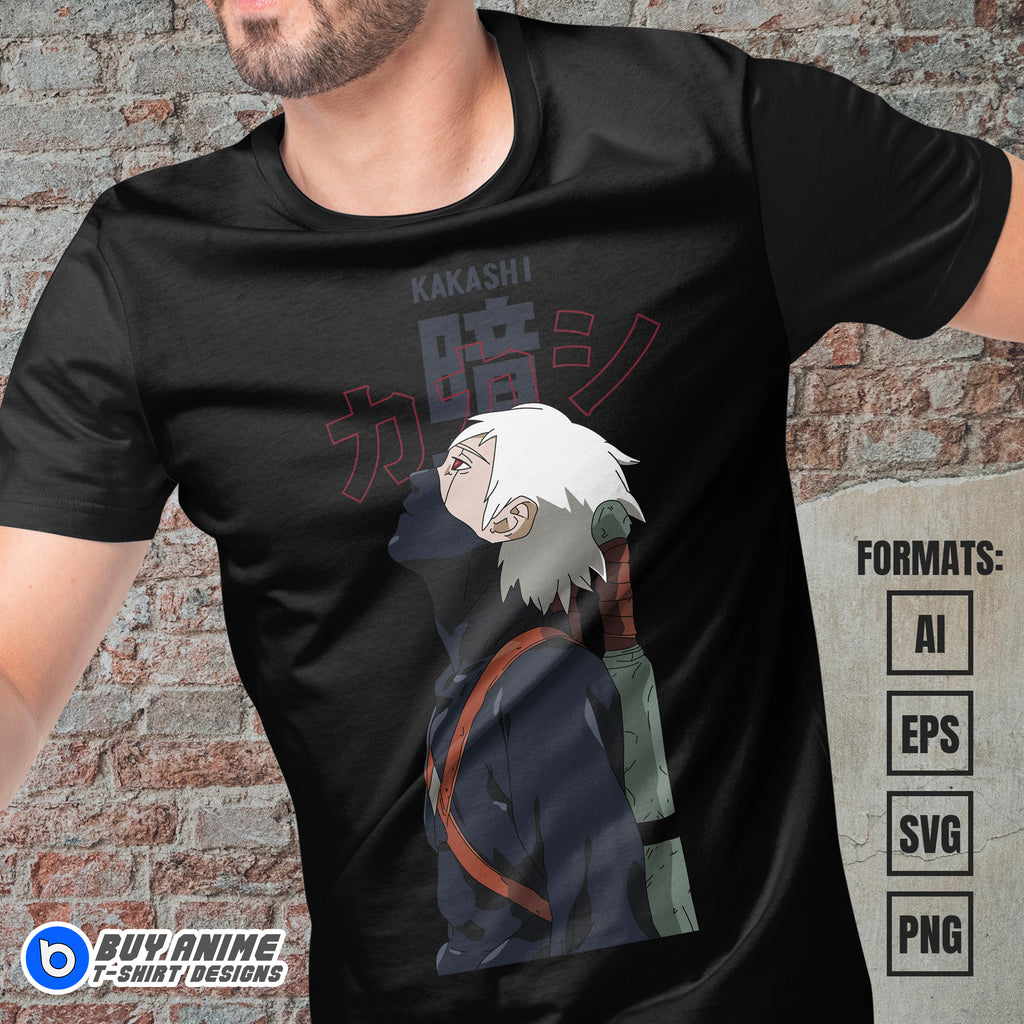 Premium Kakashi Hatake Naruto Anime Vector T-shirt Design Template #12