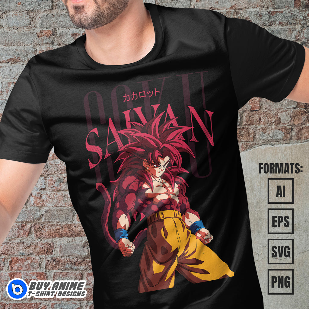 Premium Goku Super Saiyan 4 Dragon Ball Anime Vector T-shirt Design Template #6
