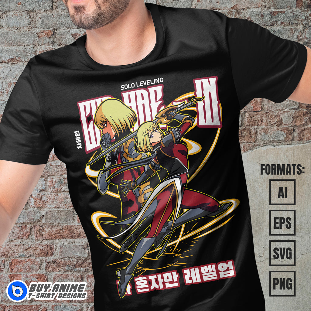 Premium Cha Hae-In Solo Leveling Anime Vector T-shirt Design Template #2