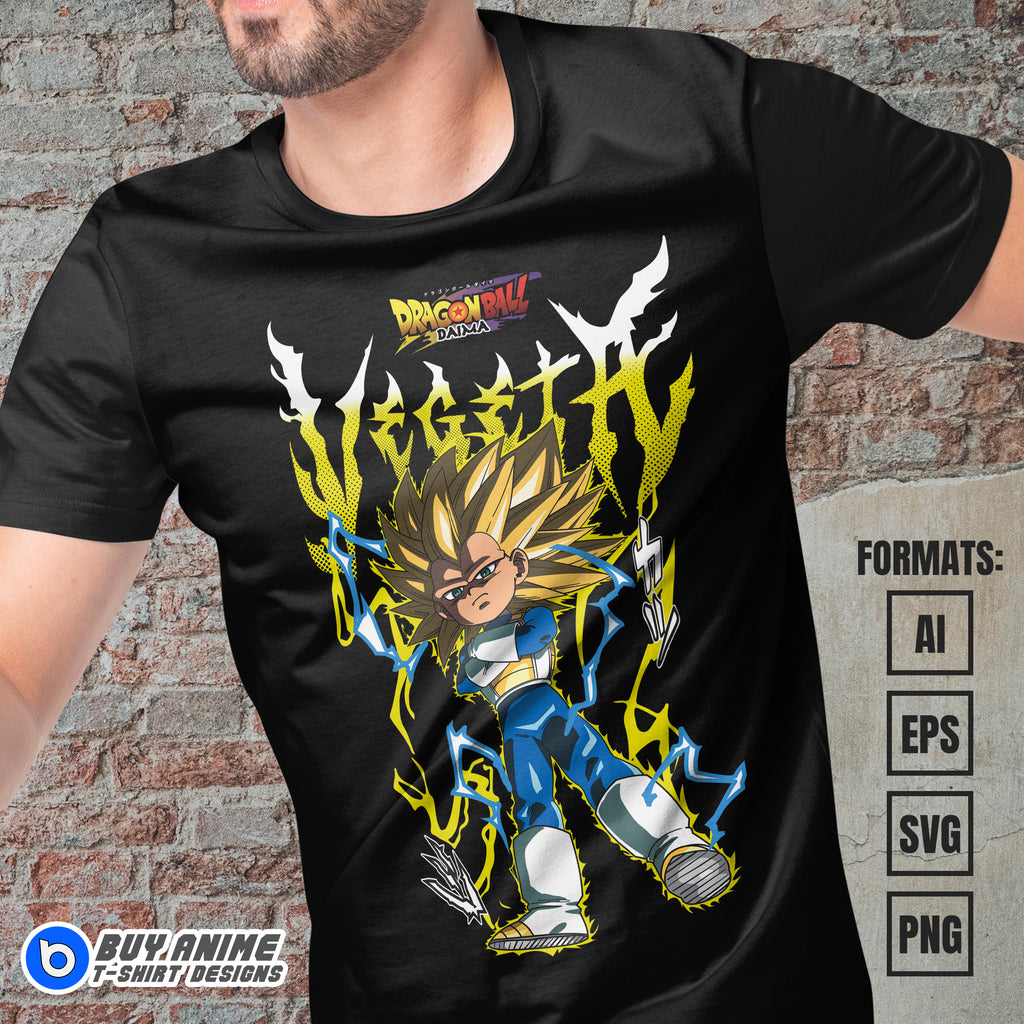 Premium Vegeta Super Saiyan 3 Dragon Ball Anime Vector T-shirt Design Template #2