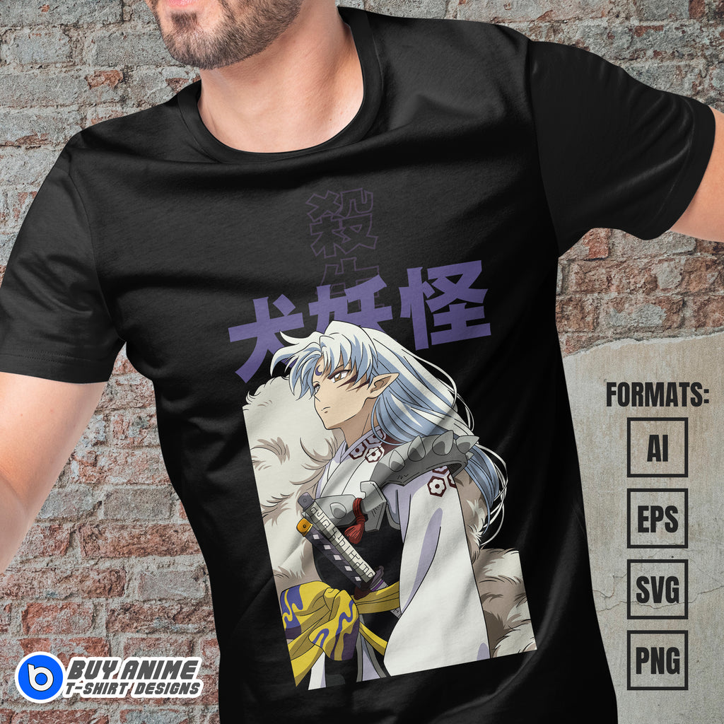Premium Sesshomaru Inuyasha Anime Vector T-shirt Design Template