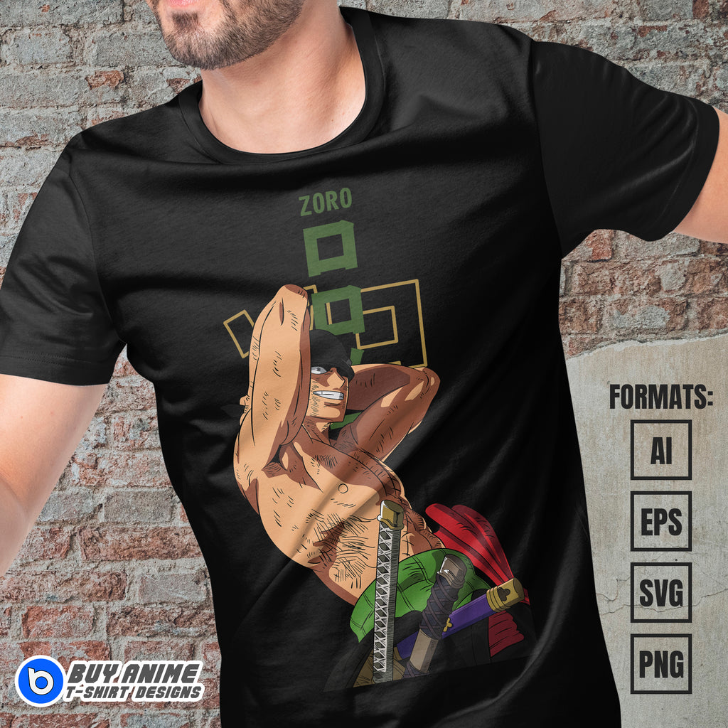 Premium Roronoa Zoro One Piece Vector T-shirt Design Template #28