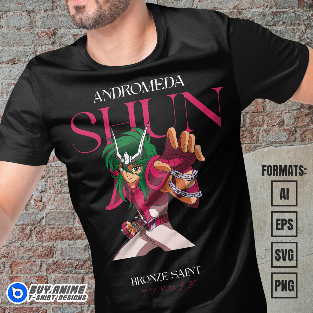 Premium Andromeda Shun Saint Seiya Anime Vector T-shirt Design Template