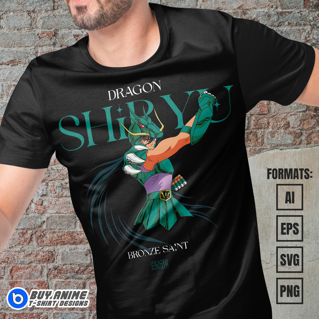 Premium Shiryu Saint Seiya Anime Vector T-shirt Design Template #4
