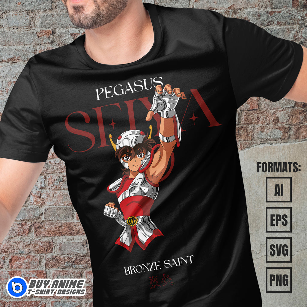 Premium Pegasus Saint Seiya Anime Vector T-shirt Design Template #2