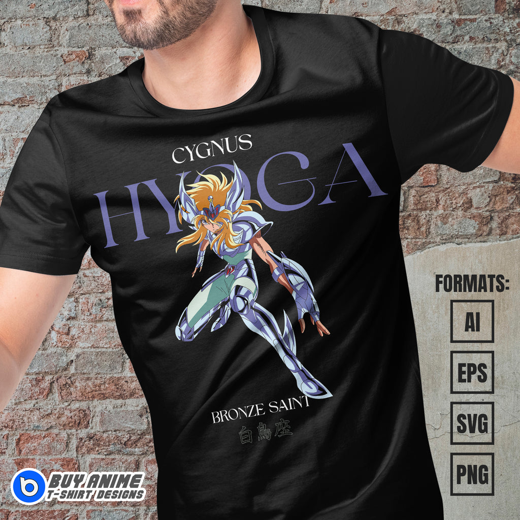 Premium Hyoga Saint Seiya Anime Vector T-shirt Design Template #3