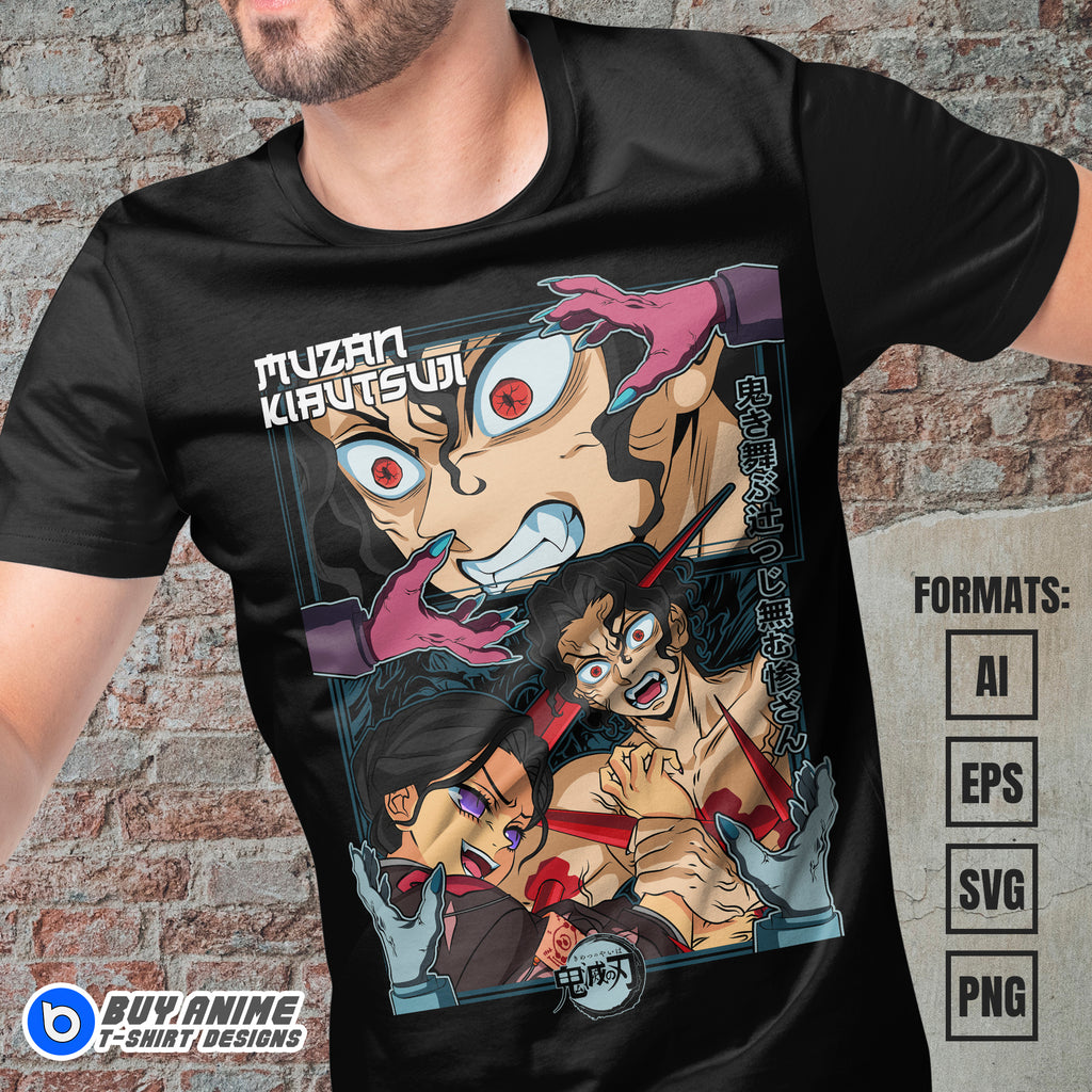 Premium Muzan Kibutsuji Demon Slayer Anime Vector T-shirt Design Template #6