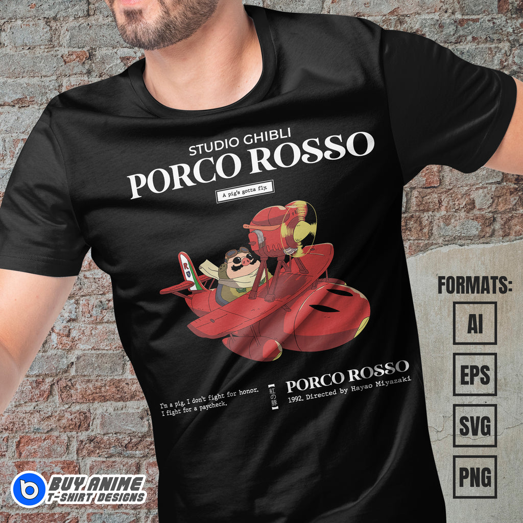 Premium Porco Rosso Studio Ghibli Anime Vector T-shirt Design Template